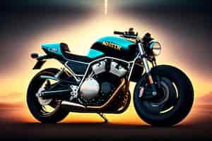 Foto grátis uma motocicleta azul e preta com a palavra motociclista nela
