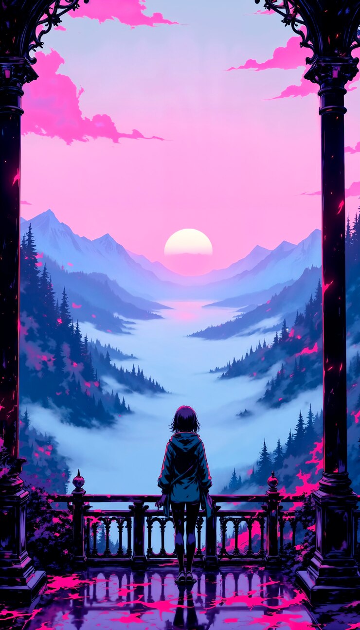 Foto grátis uma mulher contempla uma paisagem montanhosa
