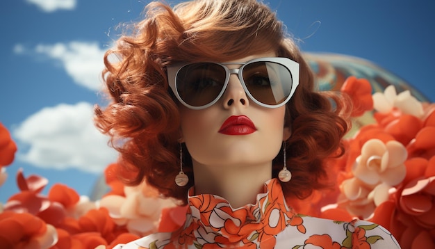 Foto grátis uma mulher elegante com óculos de sol exala elegância e beleza gerada pela inteligência artificial