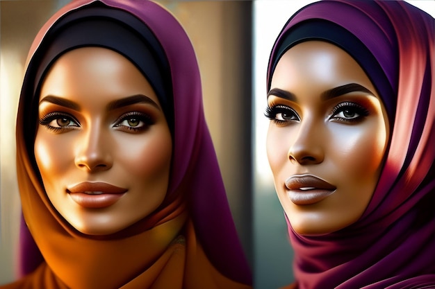 Foto grátis uma mulher em um hijab roxo e um hijab roxo