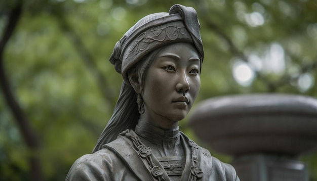 Foto grátis uma pessoa fecha o retrato da famosa estátua gerada pela ia