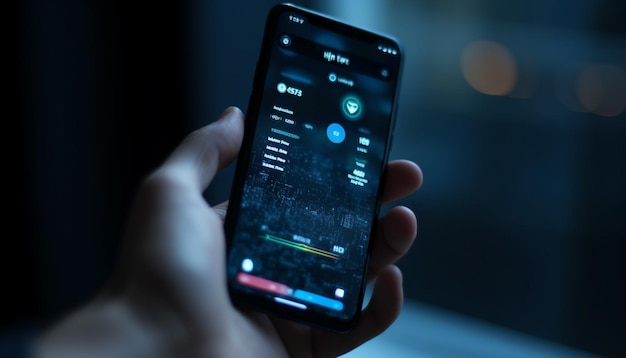 Foto grátis uma pessoa segurando a tela sensível ao toque do smartphone gerada pela ia