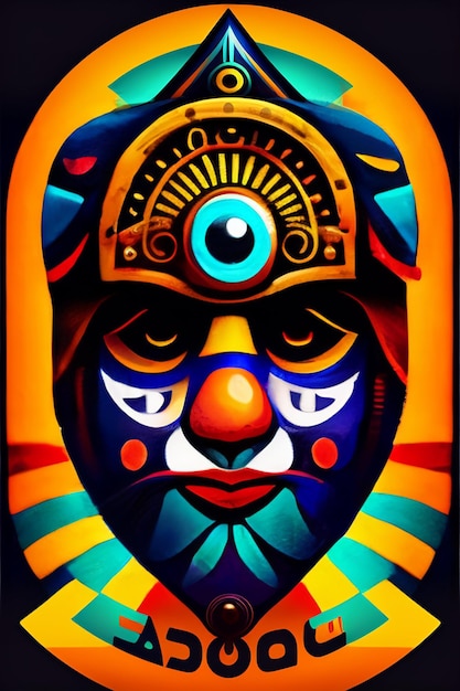 Foto grátis uma pintura colorida de um palhaço com uma máscara nele