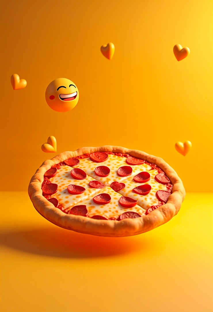 Foto grátis uma pizza deliciosa com emojis.