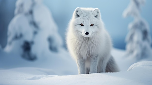 Foto grátis uma raposa ártica na neve