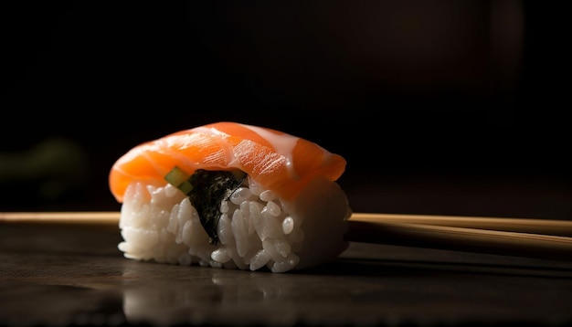 Uma refeição gourmet fresca de sashimi japonês e nigiri gerada por IA
