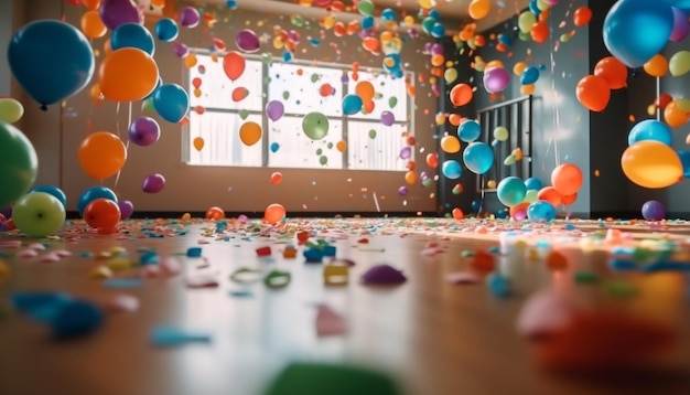 Foto grátis uma sala cheia de balões com as palavras 