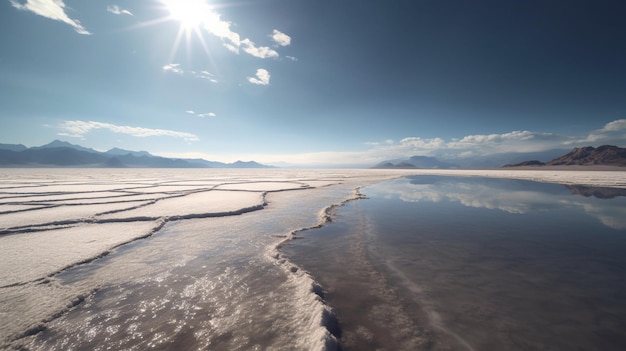 Foto grátis uma vasta planície de sal que se estende em todas as direções refletindo a intensa luz solar