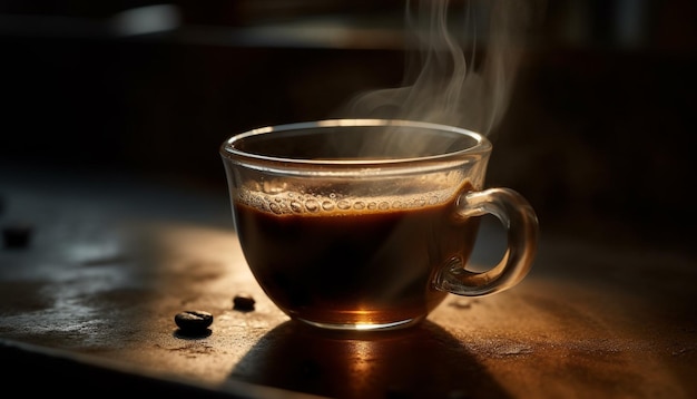 Foto grátis uma xícara de café com um vapor saindo dela