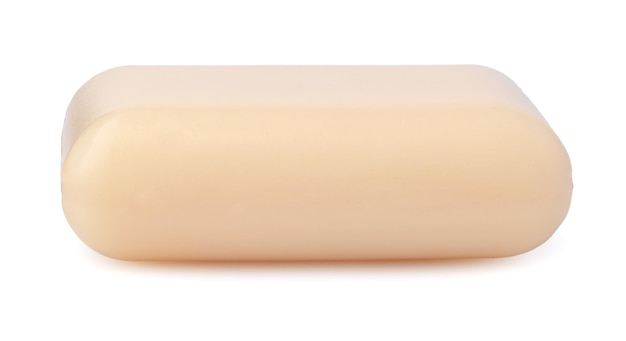 Única barra de sabão isolada no fundo branco