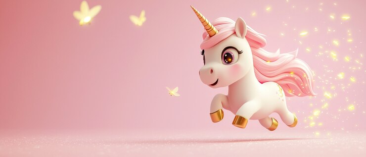 Foto grátis unicórnio de desenho animado em 3d