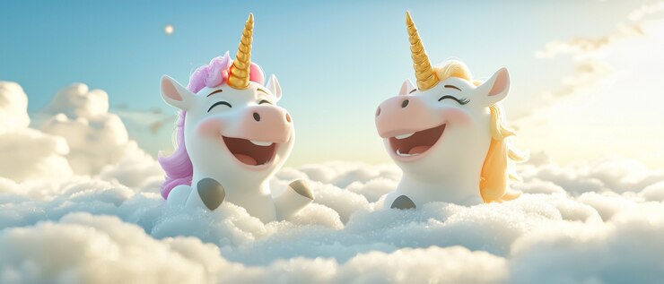 Foto grátis unicórnio de desenho animado em 3d