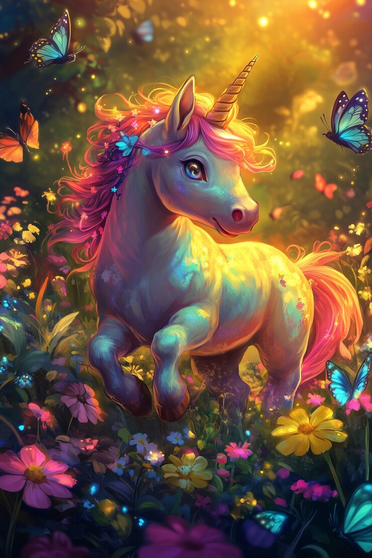 Foto grátis unicórnio de fantasia com estilo de arte digital