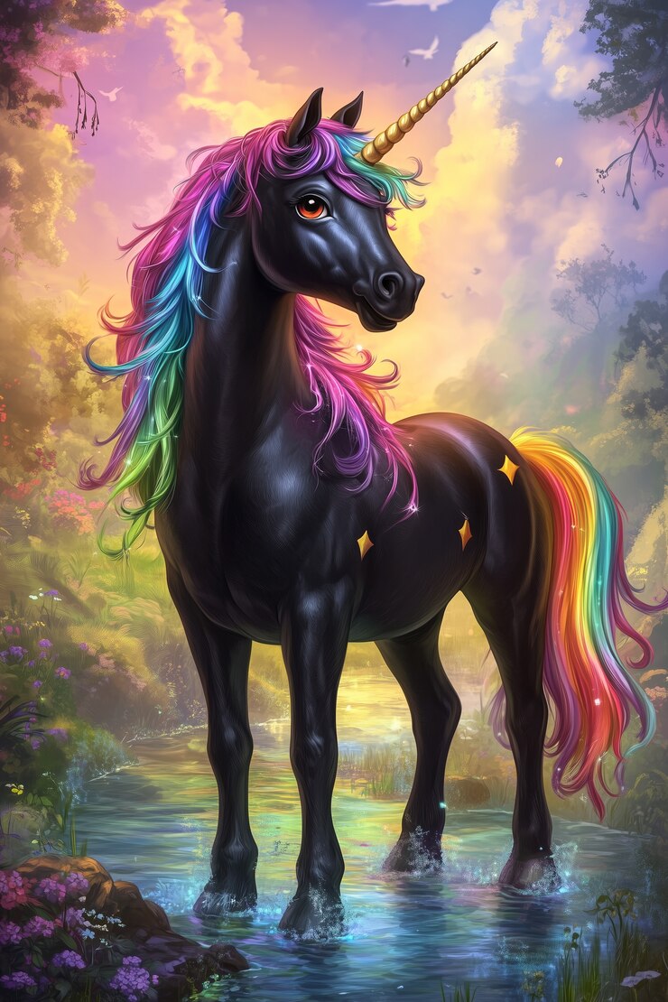 Foto grátis unicórnio de fantasia com estilo de arte digital