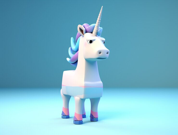 Foto grátis unicórnio mítico 3d em estilo geométrico