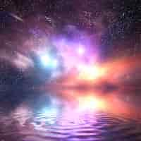 Foto grátis universo colorido refletida na água