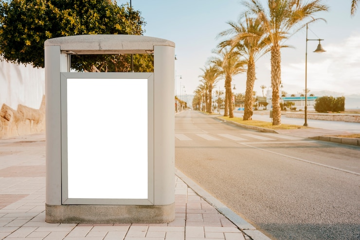 Foto grátis urna de concreto com cartaz branco