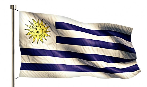 Uruguai Bandeira Nacional Isolada 3D Fundo Branco