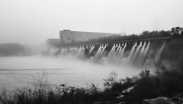 Foto grátis usina hidrelétrica gera eletricidade usando fluxo de água gerado por ia