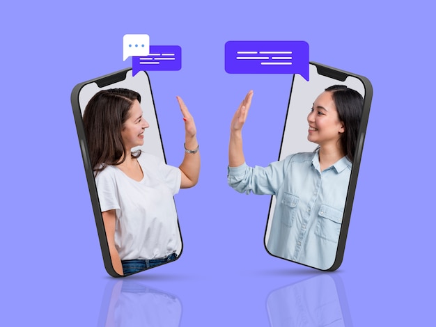 Foto grátis uso de aplicativos para fazer amigos conceito com smartphone