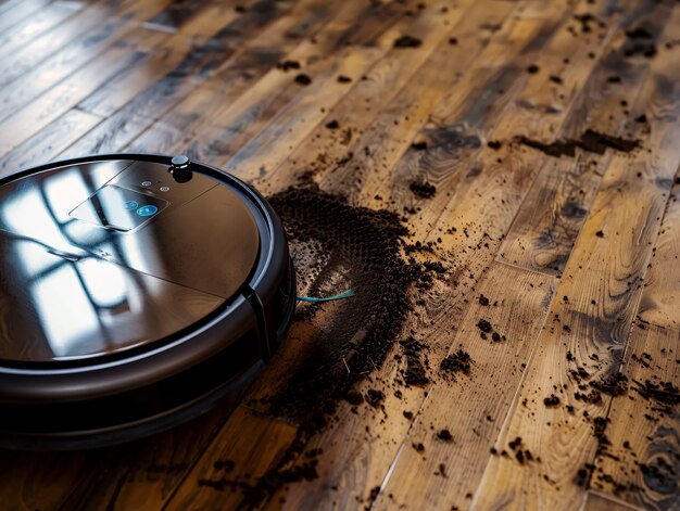 Vacuum cleaner a lidar com o chão fortemente sujo