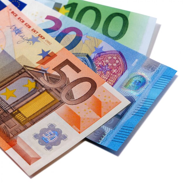 Várias notas de moeda em euros