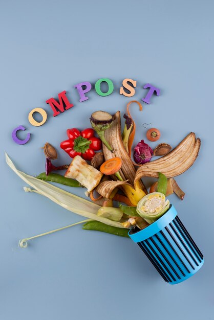 Variedade de composto feito de comida estragada