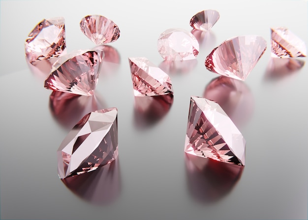 Variedade de diamantes rosa alto ângulo