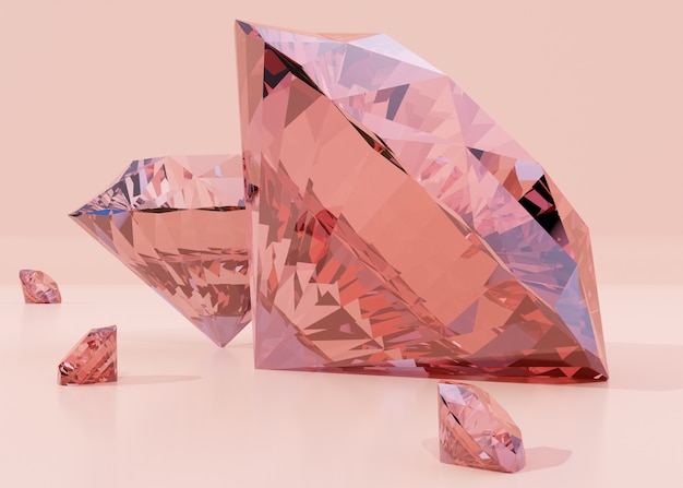 Variedade de diamantes rosa brilhantes