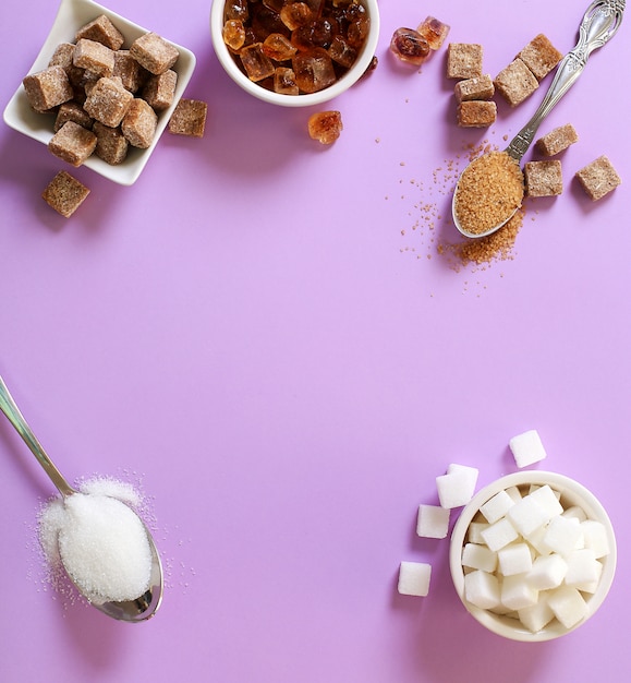 Foto grátis variedade de diferentes tipos de açúcar