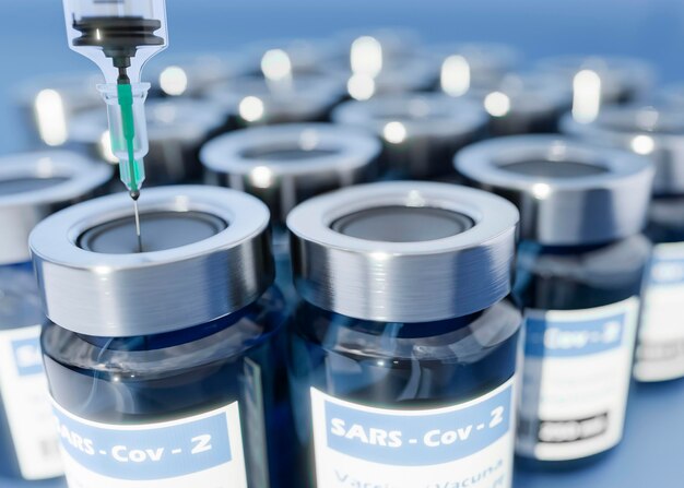 Variedade de frascos de vacina 3d covid19