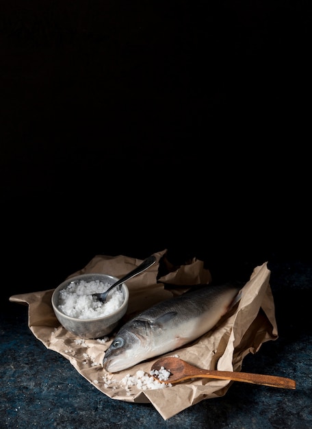 Variedade de peixe cru para cozinhar