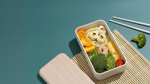 Variedade deliciosa de bento box