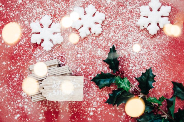 Foto grátis vários elementos de natal e neve