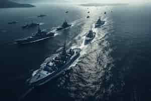 Foto grátis vários navios estão realizando exercícios navais
