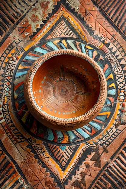 Foto grátis vaso antigo com padrão indígena