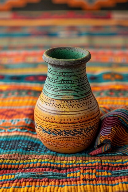 Vaso de terracota com padrão indígena