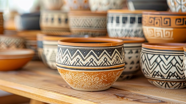 Foto grátis vaso de terracota com padrão indígena