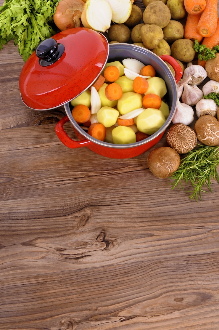 Foto grátis vegetais do inverno com pot caçarola