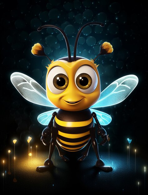Veja o personagem de desenho animado do inseto abelha 3D