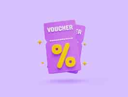 Foto grátis venda de ícone de voucher ou compra de promoção de desconto especial compra de marketing de compra e-commerce compras on-line ilustração 3d