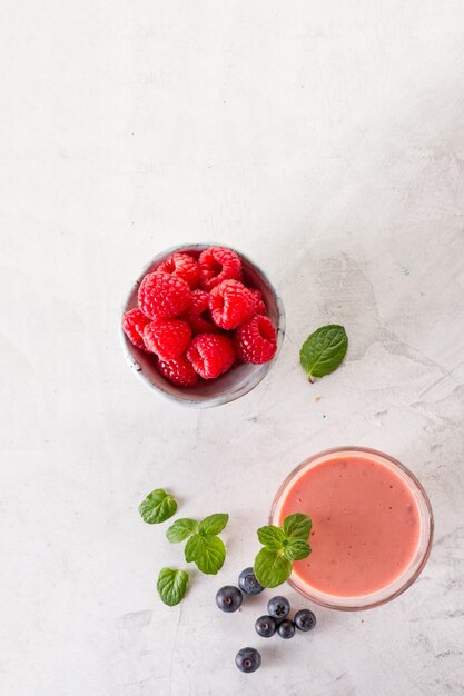 Vermelho, smoothie, framboesas