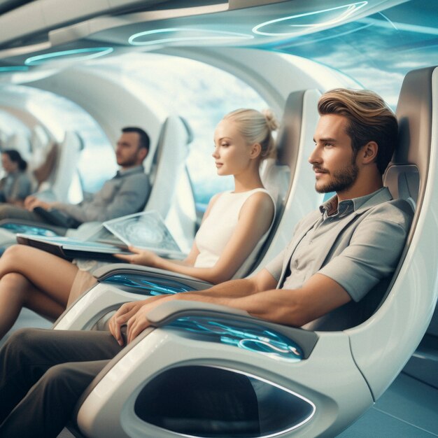 Viagens urbanas futuristas de alta tecnologia para as pessoas