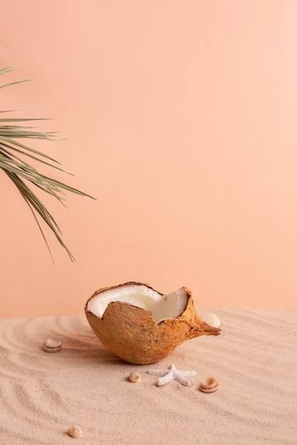 Vibrações de verão com areia e coco