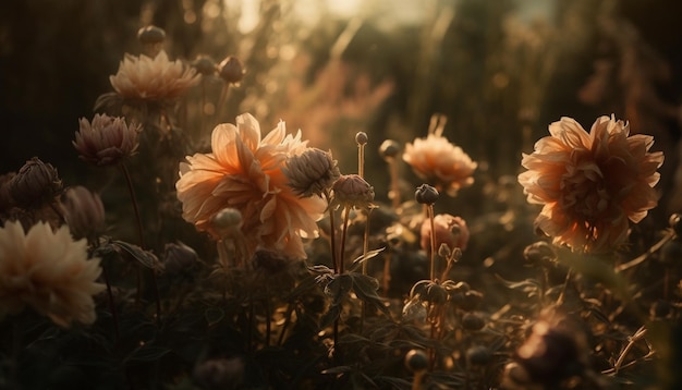 Vibrante prado de flores silvestres sob o sol de verão gerado por ia