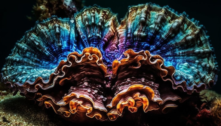 Foto grátis vida marinha multicolorida em padrão fractal subaquático gerado por ia