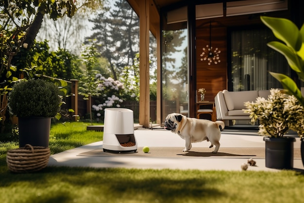 Foto grátis view of automatic smart feeder for household pets