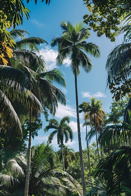 Foto grátis view of green palm tree species with beautiful foliage