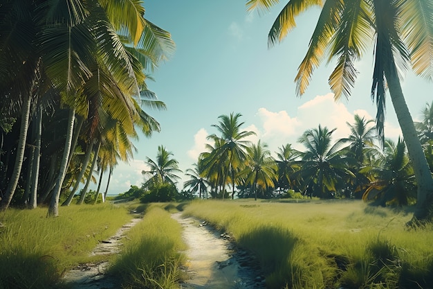 Foto grátis view of palm tree species with green foliage