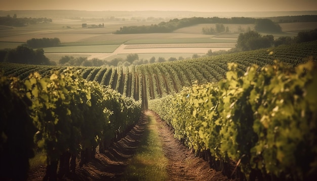 Vinhedo orgânico na região de Chianti, uvas maduras geradas por IA